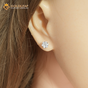 Goldleaf 925 <b>Silver</b>, 1 Carat D VS1 Lab Grown Diamond, Flower Shaped <b>Earrings</b>. Suitable For Gifting, Anniversary, <b>Wedding</b>, Daily - Product Image 4