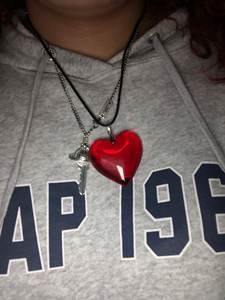 Rinhoo 24 مللي متر دلاية قلب الحب الزجاج الكريستال حبة عاشق فتاة هدية الأحمر قلادة القلائد قلادة النساء فحام فام المختنق - Product Image 6