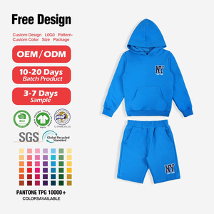 OEM <strong>Boys</strong> <strong>Clothing</strong> Sets 4-5 Years Casual Two-Piece 100% Cotton Hoodie Bermuda Short Outfit Customized Color Custom Designs Print - Product Image 2