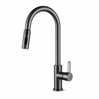Robinet de cuisine à col de cygne avec douchette extractible, monocommande, finition bronze brossé, sans plomb, économie d'eau
