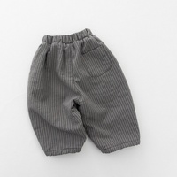 Pantaloni Invernali per Bambini Unisex in Cotone Caldo con Righe Verticali e Fodera in Pile, Modello Larghi a Lanterna