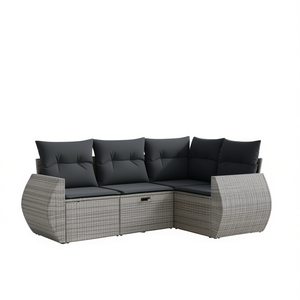 Ensemble de canapé de jardin en rotin gris modulaire avec rangement, mobilier d'extérieur, 5 places, design contemporain - Product Image 1