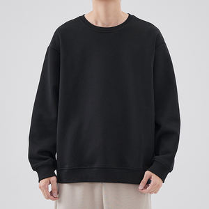 เสื้อสเวตเชิ้ตคอกลมสีพื้นหนานุ่มสำหรับผู้ชาย ฤดูใบไม้ร่วง ฤดูหนาว บุขนด้านใน สไตล์สตรีทแวร์ ทรงโอเวอร์ไซส์ แจ็คเก็ตแบบไม่มีฮู้ด สวมใส่สบาย - Product Image 4