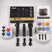 Tondeuse à cheveux électrique IPRO S1120, kit de rasage 3 en 1, peigne guide coloré avec cape, outil de coiffure USB pour salons de coiffure