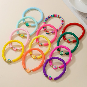 Colorful Fruit Polymer Clay <b>Bracelet</b> Set Elastic <b>Rope</b> Jewelry For Women Party Wear Multilayered Beaded <b>Bracelets</b> Unisex - Product Image 3