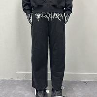 Ensemble deux pièces pour homme, survêtement épais, imprimé graphique gothique, streetwear, sweat à capuche double couche zippé, pantalon de survêtement à jambes larges