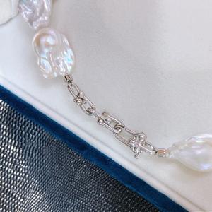 สร้อยคอจี้ไข่มุกน้ำจืดสีม่วง Edison ความสว่างสูง เงินแท้ S925 พร้อมสายคล้องคอแบบขนตา - Product Image 4