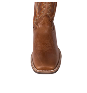 Stivali da Cowboy Personalizzati dal Produttore, Nuovi in Pelle Marrone, Punta Quadrata, Tacco Basso, Cuciture Western, Ricamo Arancione e Marrone - Product Image 3