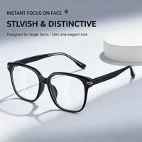 8818 Monturas de Gafas Unisex Cuadradas, Delgadas y Elegantes con Diseño de Borde Ancho, Montura Grande Ultraligera TR con Protección Anti-Luz Azul