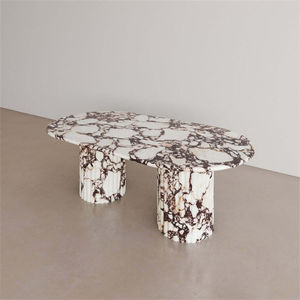 Tables basses de salon Newstar, base en <span class=keywords><strong>colonne</strong></span> cannelée, piliers, pieds de table en pierre, table basse ovale en marbre travertin - Product Image 2