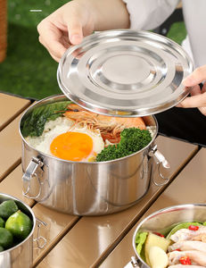 Contenedor Redondo de Acero Inoxidable Syh681 al por Mayor para Lonchera, Apilable, para Almacenamiento de Alimentos para Adultos - Product Image 4