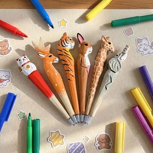 Bolígrafo de Madera Tallado con Diseño Novedoso, Set de Papelería con Animales Divertidos, Regalo para Eventos Escolares, Contenedores de Premios y Actividades Infantiles - Product Image 1