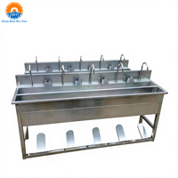 Évier à main en acier inoxydable à commande au pied, type pédale, pour station d'hygiène d'abattoir