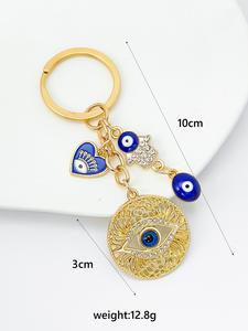Porte-clés en émail avec strass, papillon, éléphant, mauvais œil, amulette, pompons, mauvais œil turc, porte-clés de voiture, mauvais œil, bijoux, pendentif - Product Image 2