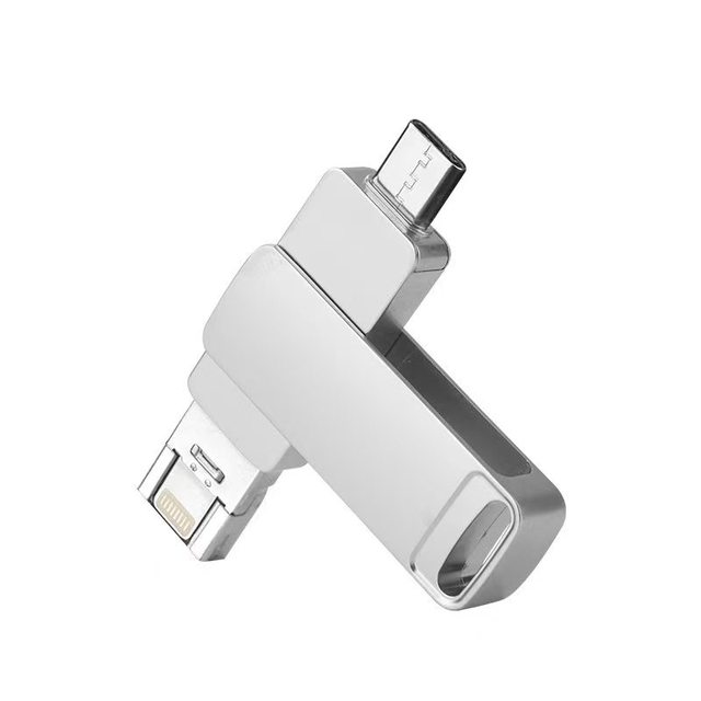 128GB 4-in-1 USB-C Flash Drive Metal Body USB 3.0 OTG Support for Android/Smartphone/PC/Tablet/iOS (Black 1-Year