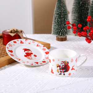 Châu Âu trang trí bộ đồ ăn bằng gốm đặt sản phẩm mới Decal giáng sinh đồ ăn bao gồm cup Kit - Product Image 5
