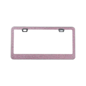 Блестящий каркас номерного знака из нержавеющей стали со стразами держатель номерного знака черно-белый чехол для номерного знака - Product Image 3
