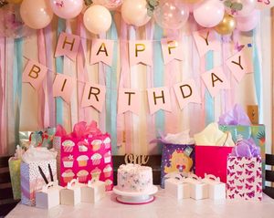 Bannière Joyeux <span class=keywords><strong>Anniversaire</strong></span> DIY 16x20cm Rose Poudré – Décorations de Fête, Guirlande, Décoration Murale pour Chambre d'Enfant, Femme et Fille - Product Image 4