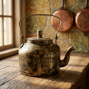 Bouilloire vintage en métal avec couvercle et poignée en métal, pot à eau, théière - Product Image 3