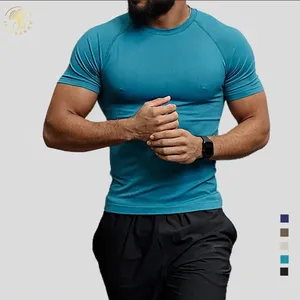 Tùy chỉnh phòng tập thể Dục Đào Tạo thể thao cao cấp ngoài trời sinh thái thân thiện Polyester Spandex Ngắn Tay Áo Activewear thể thao T-Shirt cho nam giới