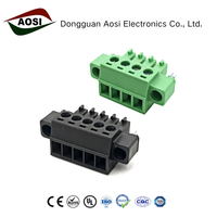 Bloque de Terminales AOSI 15EDGKM, Conector Recto de 3.81mm, 2-3-4-16P, 300V 8A, Piezas Electrónicas, Enchufable, PCB, Negro