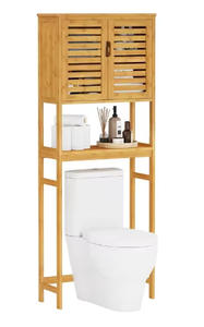 Étagères de salle de bain en bambou de haute qualité, réglables, à poser au-dessus des toilettes, armoire de rangement - Product Image 3