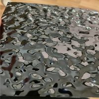 Tôle d'acier inoxydable effet vague d'eau, finition miroir noir, gaufrage PVD, personnalisation de la couleur pour hall d'hôtel/intérieur d'ascenseur/revêtement mural