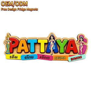ชุดแม่เหล็กติดตู้เย็นลายไม้ ปัตตาญ่า ประเทศไทย ของที่ระลึกการเดินทางสไตล์ทรอปิคอล และของตกแต่งบ้าน - Product Image 2