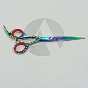 Tijeras de Peluquería Profesionales de Acero Inoxidable con Recubrimiento Multicolor de Titanio y Anillo de Silicona para el Dedo para Salón de Belleza - Product Image 4