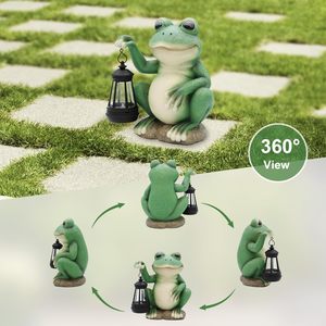 Statue de grenouille à LED solaire avec lanterne ornement de jardin cadeau de vacances pour <span class=keywords><strong>statuette</strong></span> décorative - Product Image 6