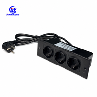 Stopkontak Listrik Tersembunyi 3 Lubang EU 16A 230V 3680W dengan Kabel Ekstensi dan Soket Schuko