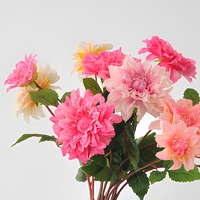 Bunga Dahlia Buatan Realistis dengan Tampilan Lembap, Batang Bunga Sutra PU untuk Dekorasi Pernikahan, Rumah, dan Pesta