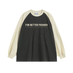 2024 Streetwear 2 Tone <b>Tshirt</b> Cotton Femme Printing Custom <b>Long</b> Sleeve Tee Shirt - Product Image 2