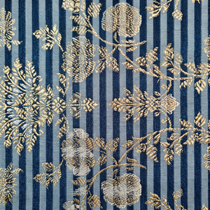 Tissu brocart de soie rayé brodé, jacquard tissé, pour rideaux et textiles de maison, poids moyen - Product Image 1