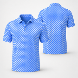 Camiseta de Polo de Golf con Estampado de Puntos Azules Personalizada, para Hombre, de Alto Rendimiento, Secado Rápido, Elástica, Absorbente de Humedad, Fabricante de Marca Privada OEM ODM - Product Image 4