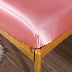 Drap de lit ajusté élastique en Satin de couleur unie avec poche profonde personnalisable de différentes tailles, semblable à de la soie - Product Image 2