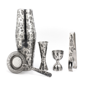 Shakers à cocktails Boston gravés Tiki tropicaux 18oz/25oz, outils de bar, kit de barman en acier inoxydable, ensemble de shakers à mélanger gravés - Product Image 1