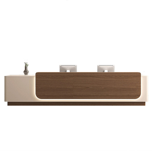 Comptoir de réception moderne sur mesure OEM ODM, en bois courbé MDF, pour salon, boutique, bureau, comptoir <span class=keywords><strong>d</strong></span>'accueil de luxe - Product Image 3