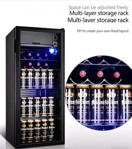 Mini Frigorifero in Legno con Porta in Vetro, Dispenser di Bevande Red Bull con Compressore, Frigorifero per Vino, <span class=keywords><strong>Frigo</strong></span> <span class=keywords><strong>Mobile</strong></span> per Ghiaccio - Product Image 6