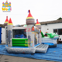 Château gonflable pour enfants avec toboggan, matériau PVC écologique, couleurs vives, design sûr, garantie de 3 ans pour une utilisation en extérieur