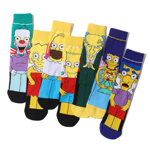 Chaussettes tube en polyester pour hommes, motif dessin animé <span class=keywords><strong>Simpson</strong></span>, antibactériennes, absorbant la transpiration, pour l'été, sport et décontracté, style européen et américain, vente en gros - Product Image 3