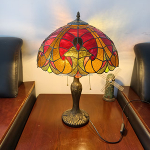 European Style 16'' Stained Glass Baroque Design Resin Base E27 Eye Caring DC LED <b>Table</b> <b>Lamp</b> for <b>Study</b> Dining Living Rooms - Product Image 2