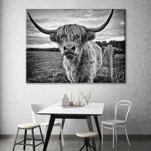 Cow Wall Art Rustic Farmhouse Wall Decor forte fiducia Yak Canvas Print Longhorn Animal Wall Art