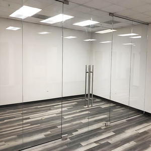 Cloison en verre sans cadre avec porte en verre Quincaillerie de porte coulissante à pivot Aspect sans couture Transparence maximale Division de l'espace - Product Image 4