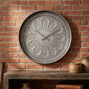 Vintage Retro 80 cm <b>Metal</b> <b>Wall</b> <b>Clock</b> <b>Large</b> Still Life Pattern Single Face Quartz Rustic Needle Design Battery Operated 30mm - Product Image 2
