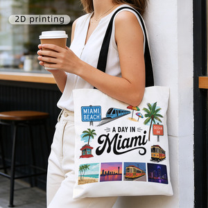 Bolso <span class=keywords><strong>de</strong></span> mano <span class=keywords><strong>de</strong></span> lona con estampado 2D A DAY IN <span class=keywords><strong>MIAMI</strong></span> para mujer, bolso <span class=keywords><strong>de</strong></span> hombro reutilizable <span class=keywords><strong>de</strong></span> gran capacidad para viajes, <span class=keywords><strong>trabajo</strong></span>, compras diarias, regalo para mujer - Product Image 5