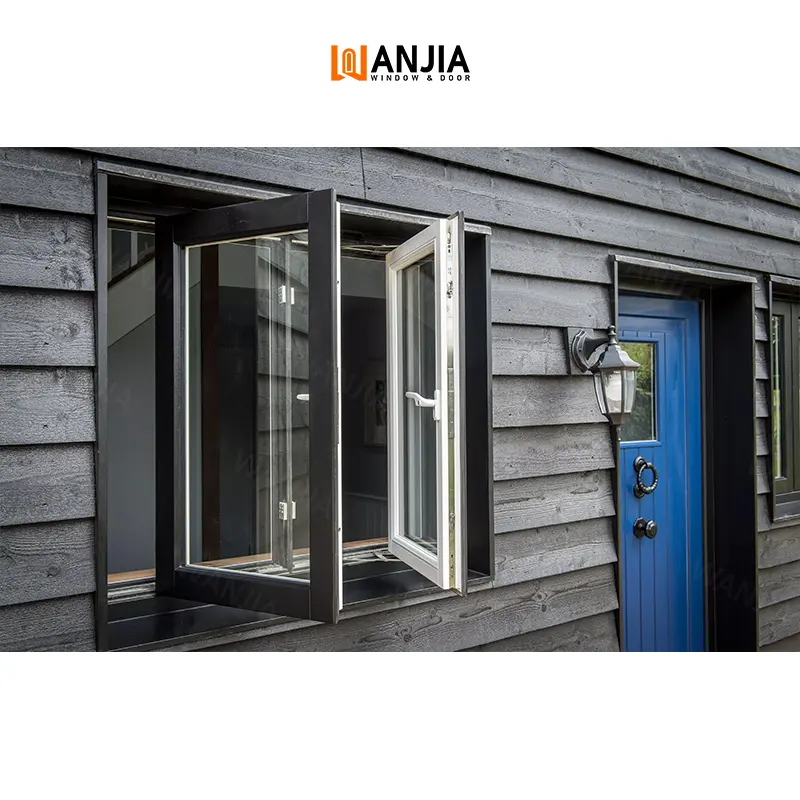 WANJIA double glazed window hurricane impact open out aluminum windows casement aluminum glass windows