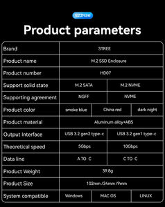 Carcasa M.2 NVMe SSD 10Gbps <span class=keywords><strong>USB</strong></span> C USB3.1 <span class=keywords><strong>M2</strong></span> Mini SSD Case 2280/ 2230/ 2242/2260 SSD Caja <span class=keywords><strong>de</strong></span> <span class=keywords><strong>disco</strong></span> <span class=keywords><strong>duro</strong></span> externo - Product Image 4