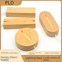 Veilleuse 3D LED à base en bois électronique avec fonction rechargeable, design moderne, blanc chaud, rectangle, chambre à coucher
