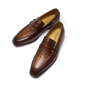 Chaussures carrées pour hommes en cuir véritable haut de gamme - Chaussures de bureau et de carrière décontractées de haute qualité sur mesure - Product Image 1
